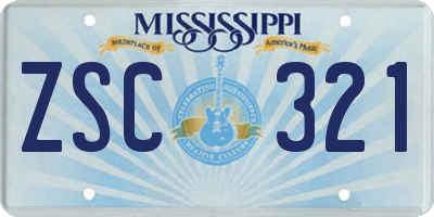 MS license plate ZSC321