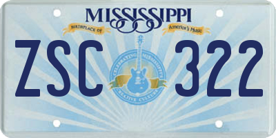 MS license plate ZSC322