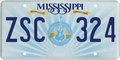 MS license plate ZSC324