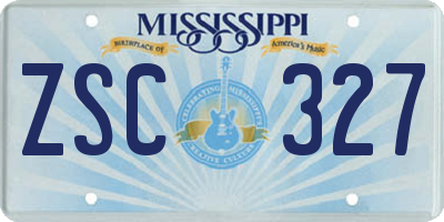 MS license plate ZSC327
