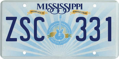 MS license plate ZSC331