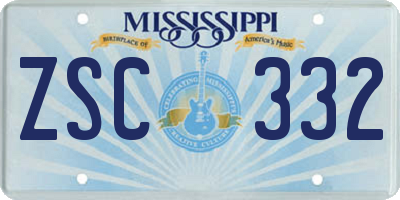 MS license plate ZSC332
