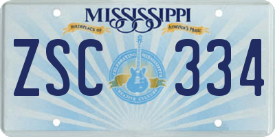 MS license plate ZSC334