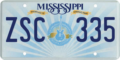 MS license plate ZSC335