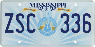 MS license plate ZSC336
