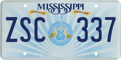 MS license plate ZSC337