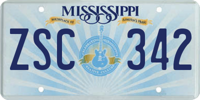 MS license plate ZSC342