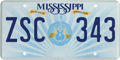 MS license plate ZSC343