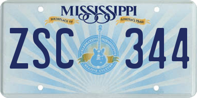 MS license plate ZSC344