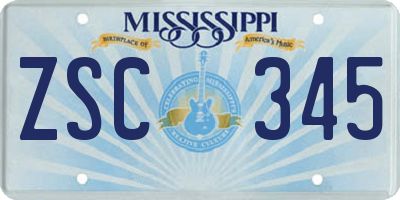 MS license plate ZSC345
