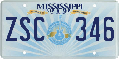 MS license plate ZSC346