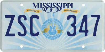 MS license plate ZSC347