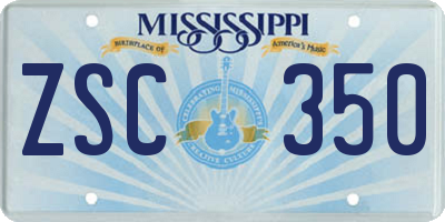 MS license plate ZSC350