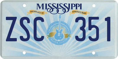 MS license plate ZSC351