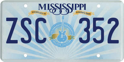 MS license plate ZSC352