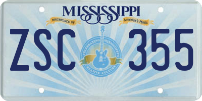 MS license plate ZSC355