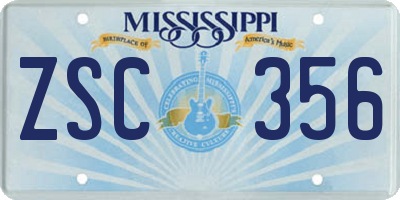 MS license plate ZSC356