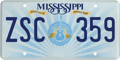 MS license plate ZSC359