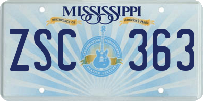 MS license plate ZSC363