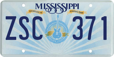 MS license plate ZSC371