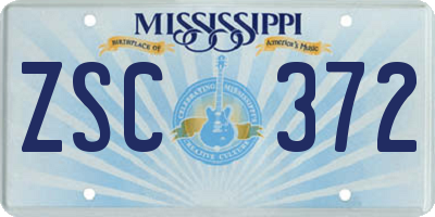 MS license plate ZSC372