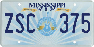 MS license plate ZSC375