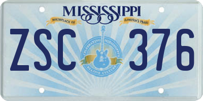 MS license plate ZSC376