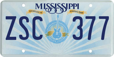 MS license plate ZSC377