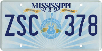 MS license plate ZSC378