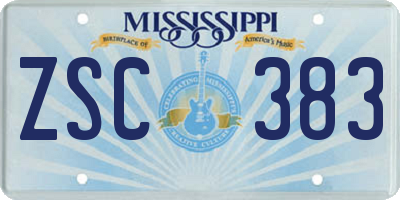 MS license plate ZSC383