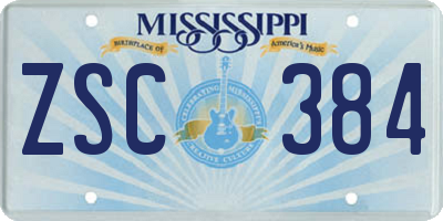MS license plate ZSC384