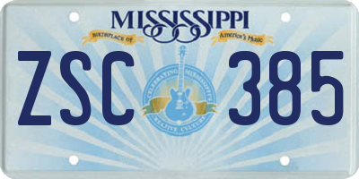 MS license plate ZSC385