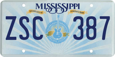 MS license plate ZSC387