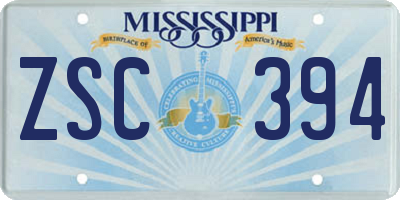 MS license plate ZSC394