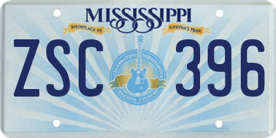 MS license plate ZSC396