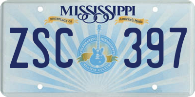 MS license plate ZSC397
