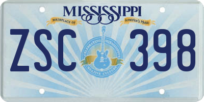 MS license plate ZSC398