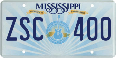 MS license plate ZSC400