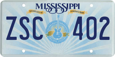 MS license plate ZSC402