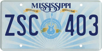 MS license plate ZSC403