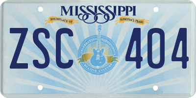 MS license plate ZSC404