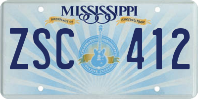 MS license plate ZSC412