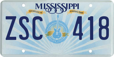 MS license plate ZSC418