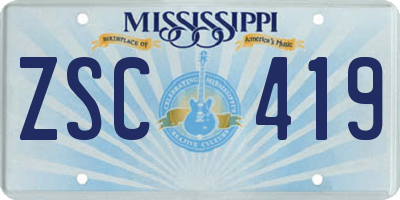 MS license plate ZSC419
