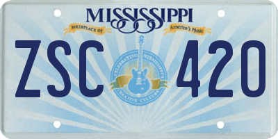 MS license plate ZSC420
