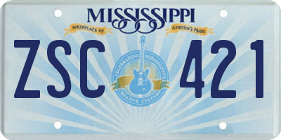 MS license plate ZSC421