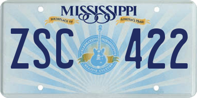 MS license plate ZSC422