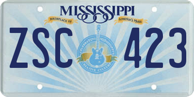 MS license plate ZSC423