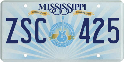 MS license plate ZSC425