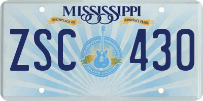 MS license plate ZSC430